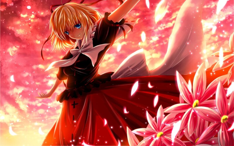 anime girl with red dress