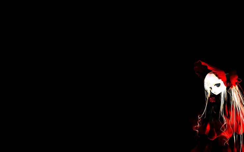 Anime Girl with Red Dress — Black
