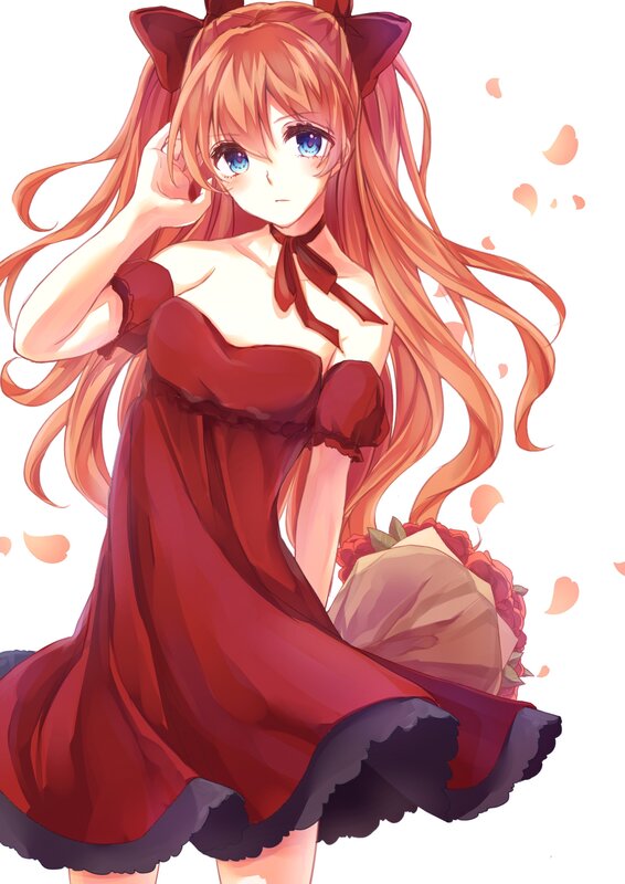 Anime Girl with Red Dress — Calm, Cat Ears