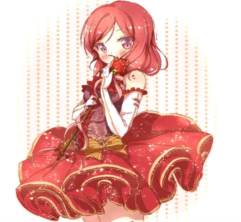 Anime Girl with Red Dress — Playful, Rose