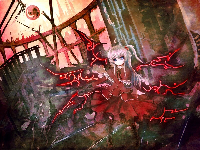 anime girl with red energy