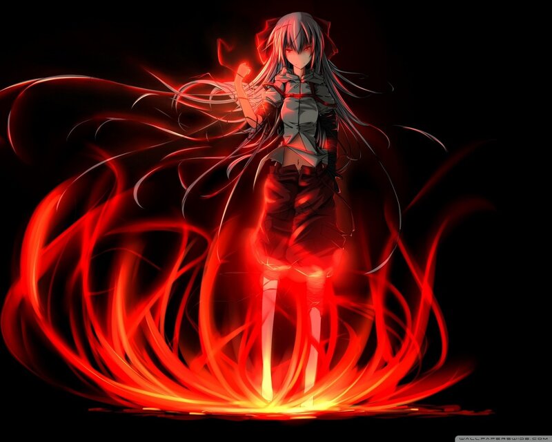 anime girl with red energy