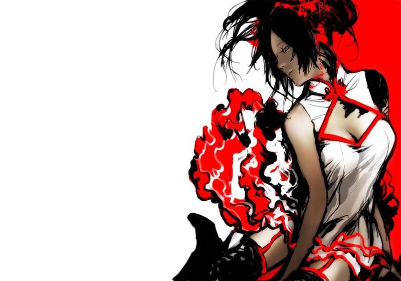 Anime Girl with Red Energy — Dramatic, Manga