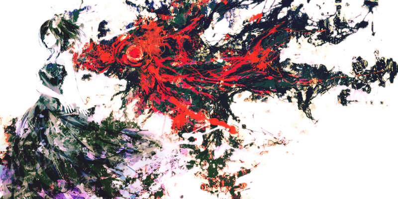 Anime Girl with Red Energy — White