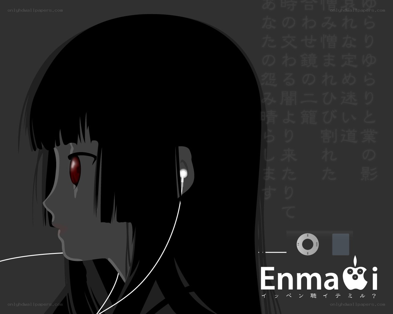 anime girl with red eye