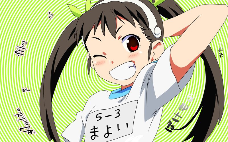 anime girl with red eye