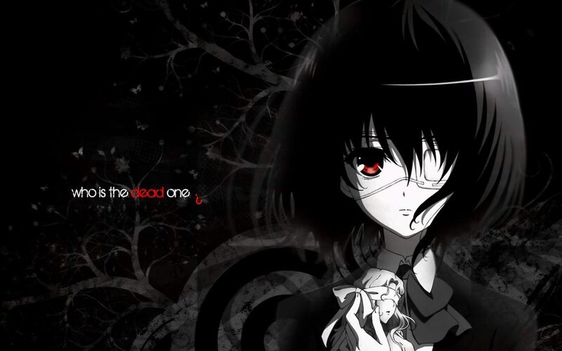 Anime Girl with Red Eye — Black, Dark, Dramatic, Night