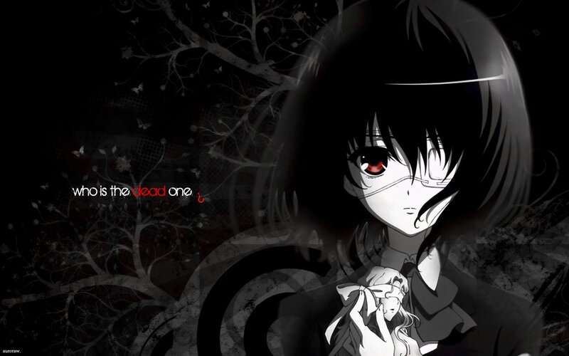 Anime Girl with Red Eye — Black, Dark, Night, Tree Branches