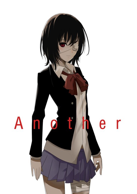 Anime Girl with Red Eye — Black, Dramatic, School Uniform, Eyepatch