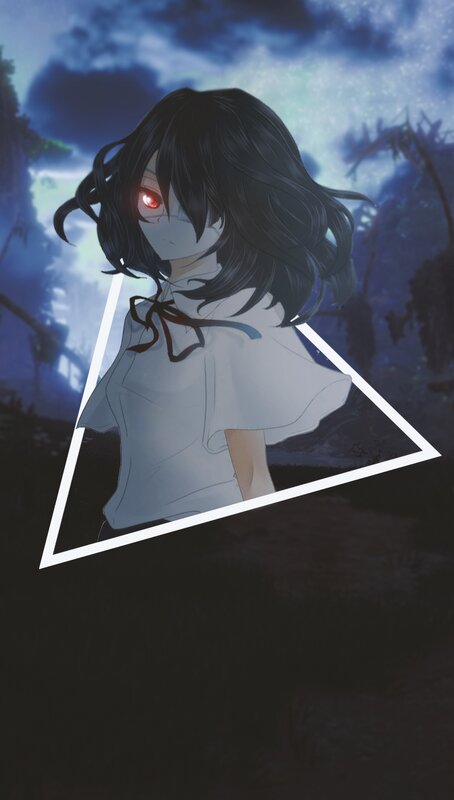 Anime Girl with Red Eye — Blue, Mysterious