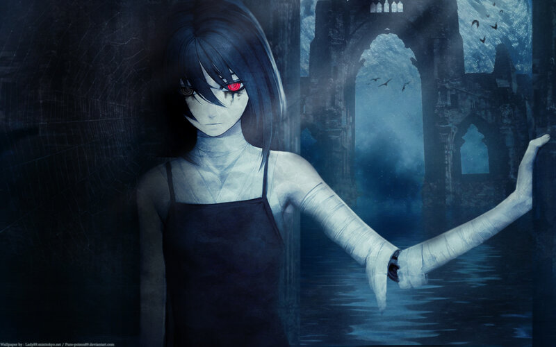Anime Girl with Red Eye — Blue