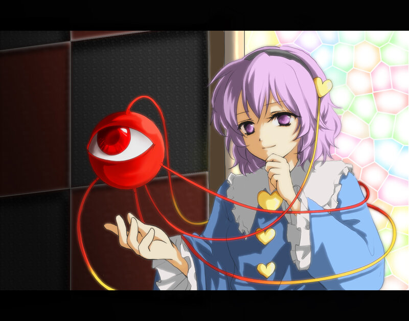 anime girl with red eye device