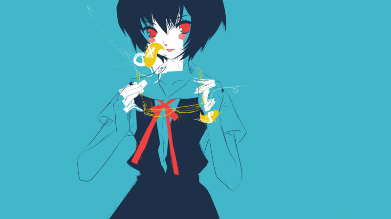 anime girl with red eyes