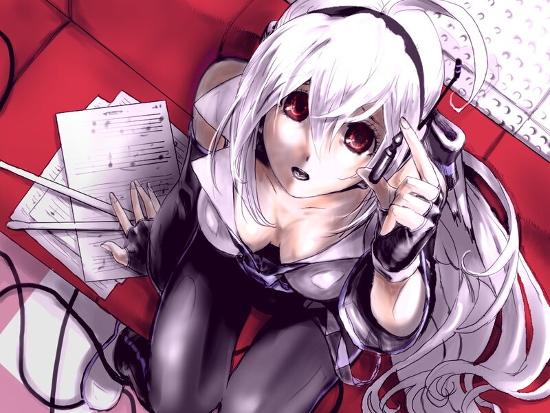 anime girl with red eyes