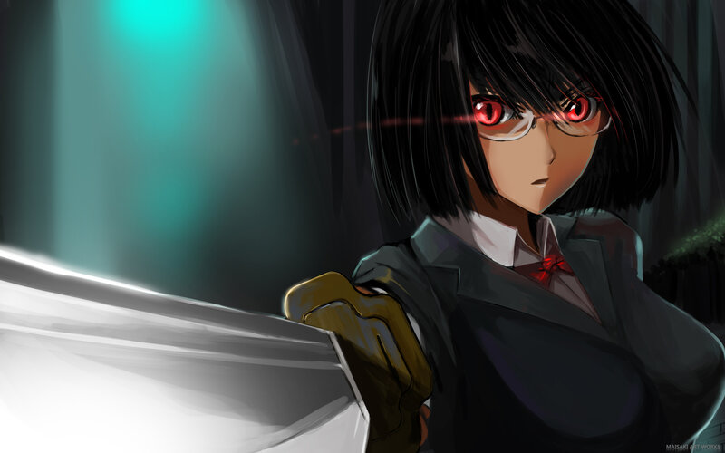 anime girl with red eyes