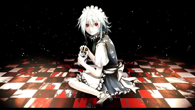 anime girl with red eyes