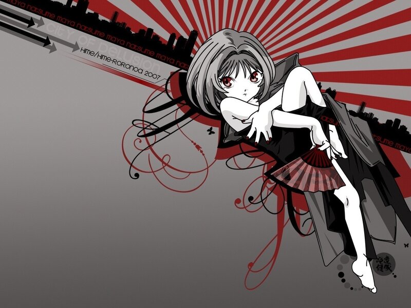 anime girl with red eyes