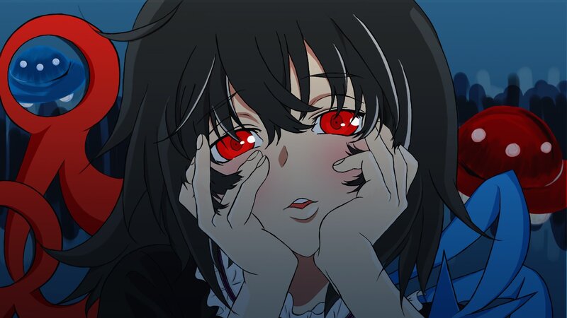 anime girl with red eyes