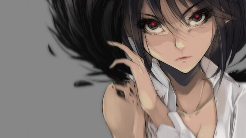 anime girl with red eyes