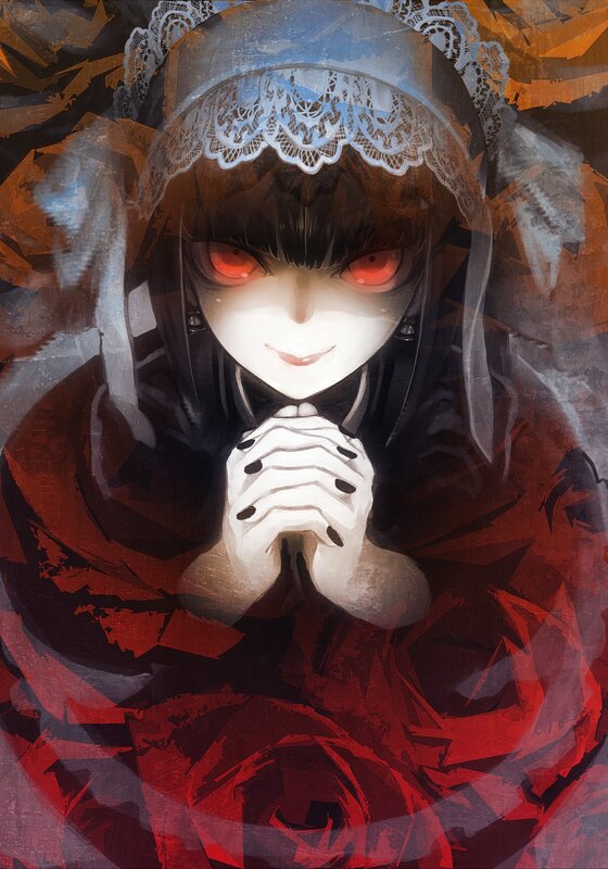 anime girl with red eyes