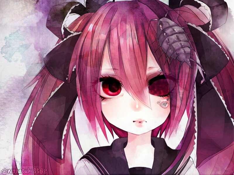 anime girl with red eyes