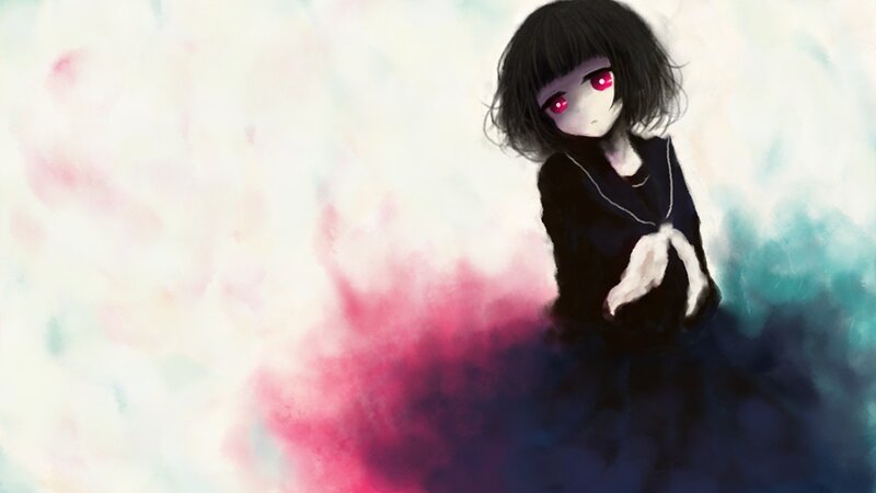 anime girl with red eyes