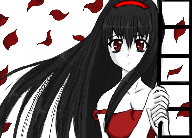 anime girl with red eyes