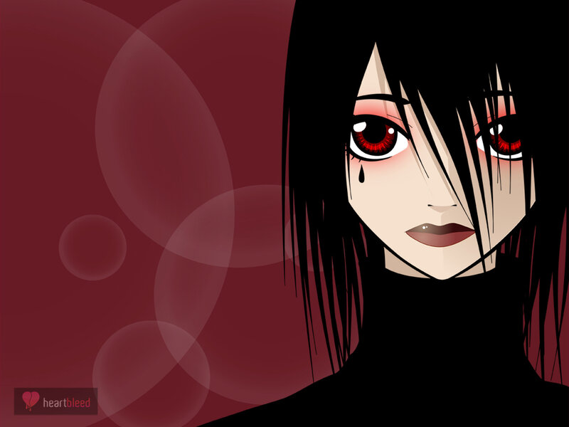 anime girl with red eyes