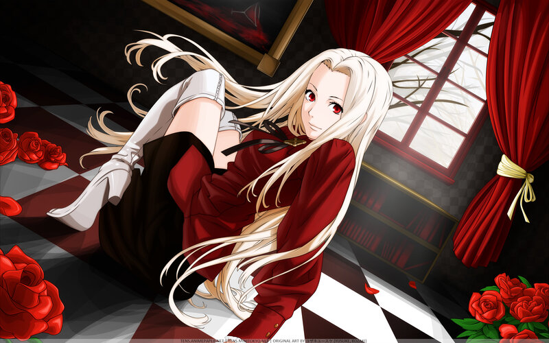 anime girl with red eyes
