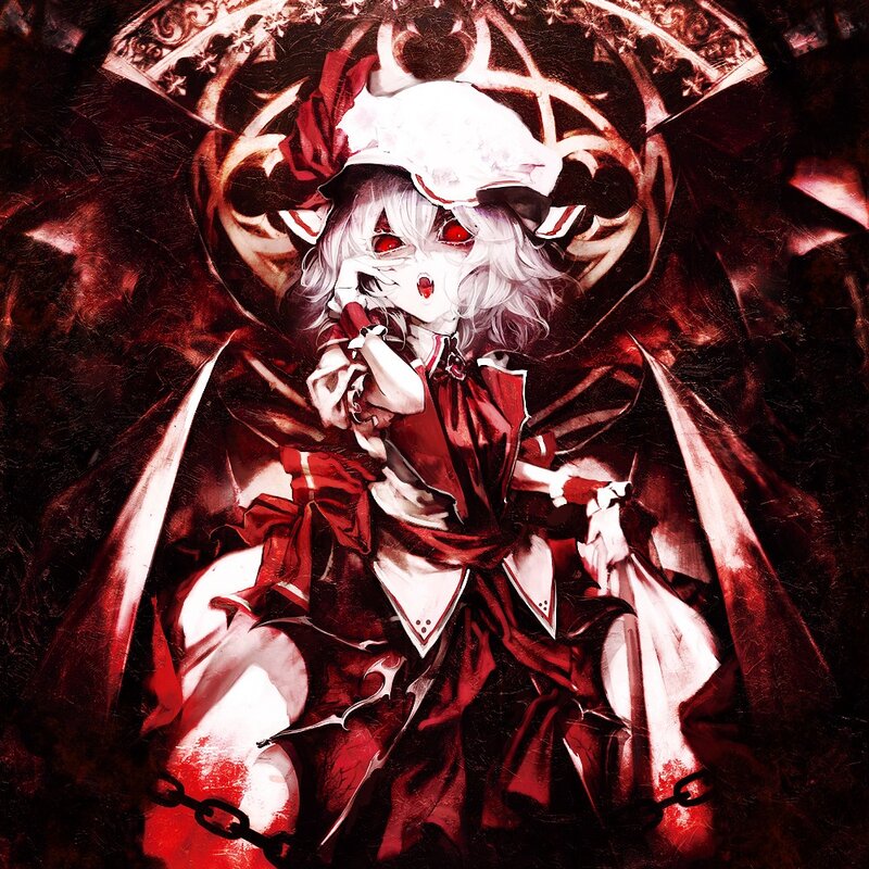 anime girl with red eyes and cape