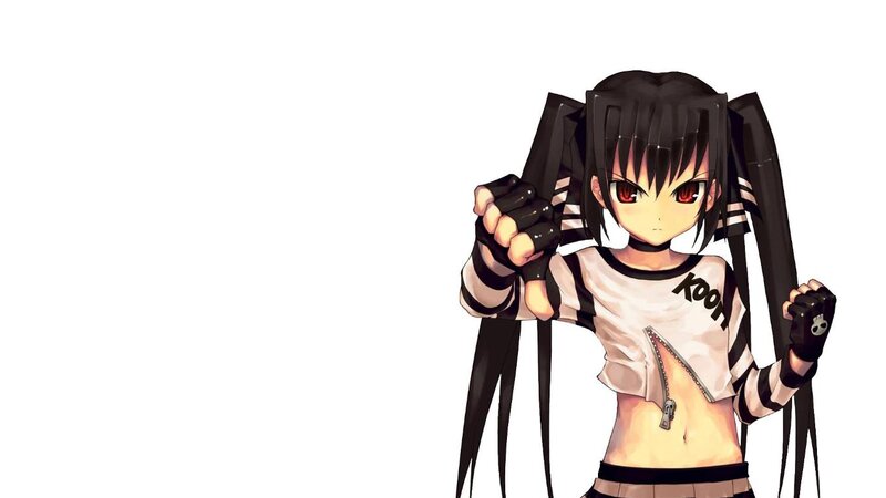 Anime Girl with Red Eyes — Black, Confident