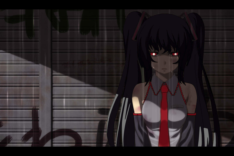 Anime Girl with Red Eyes — Black, Dark, Dramatic