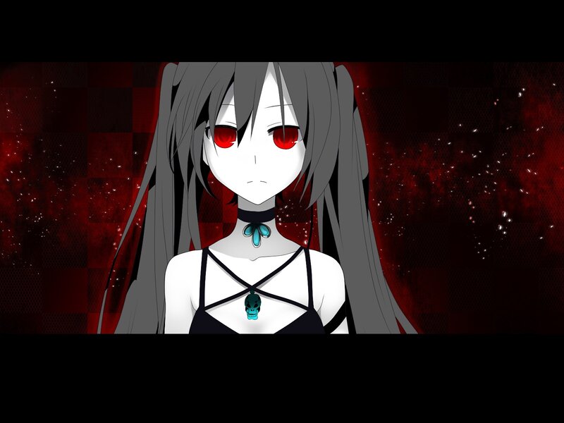 Anime Girl with Red Eyes — Black, Dark, Long Hair