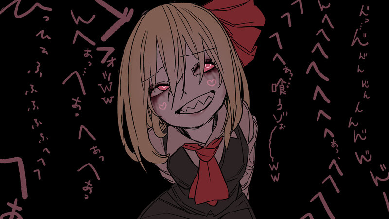 Anime Girl with Red Eyes — Black, Dark, Manga, Red Bow