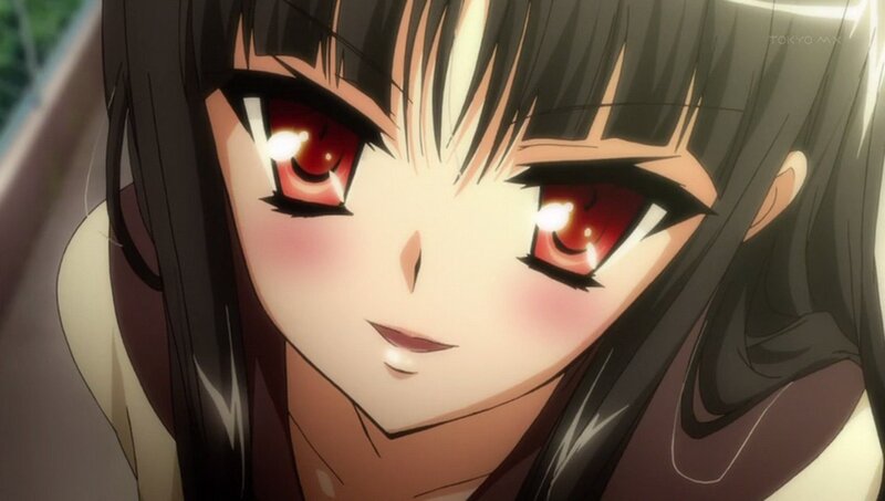 Anime Girl with Red Eyes — Black, Dramatic, Black Hair