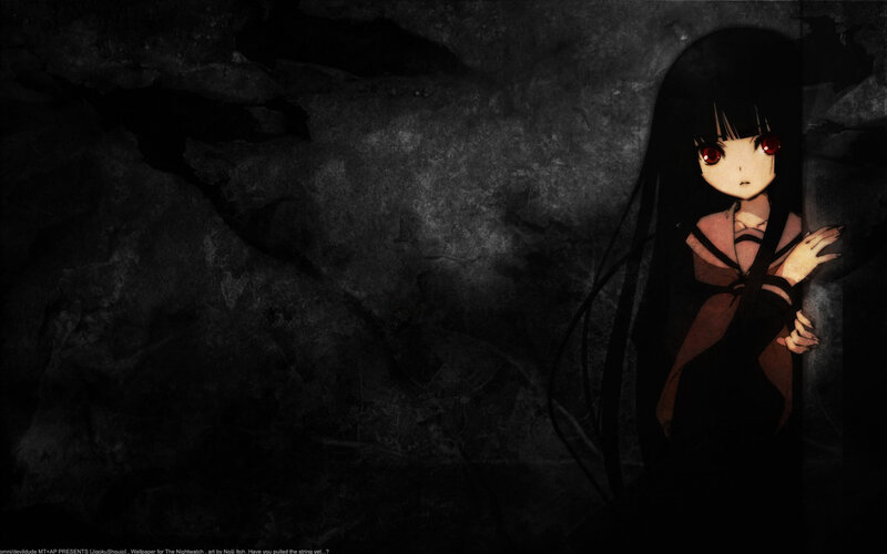Anime Girl with Red Eyes — Black, Dramatic, Dark, Night