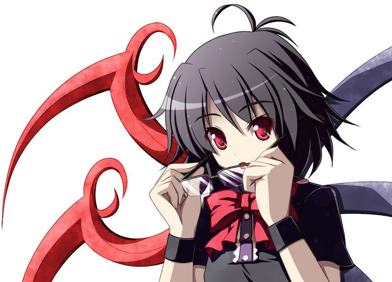 Anime Girl with Red Eyes — Black, Dramatic, Glasses