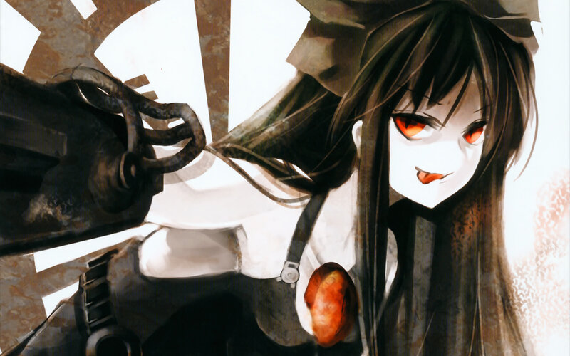 Anime Girl with Red Eyes — Black, Dramatic, Manga, Mechanical Arm