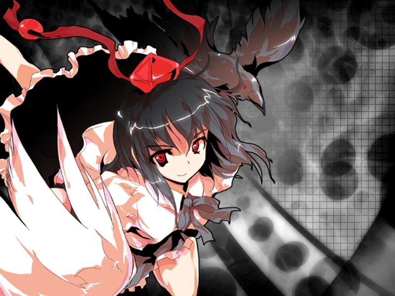 Anime Girl with Red Eyes — Black, Dramatic, Manga, Red Ribbon