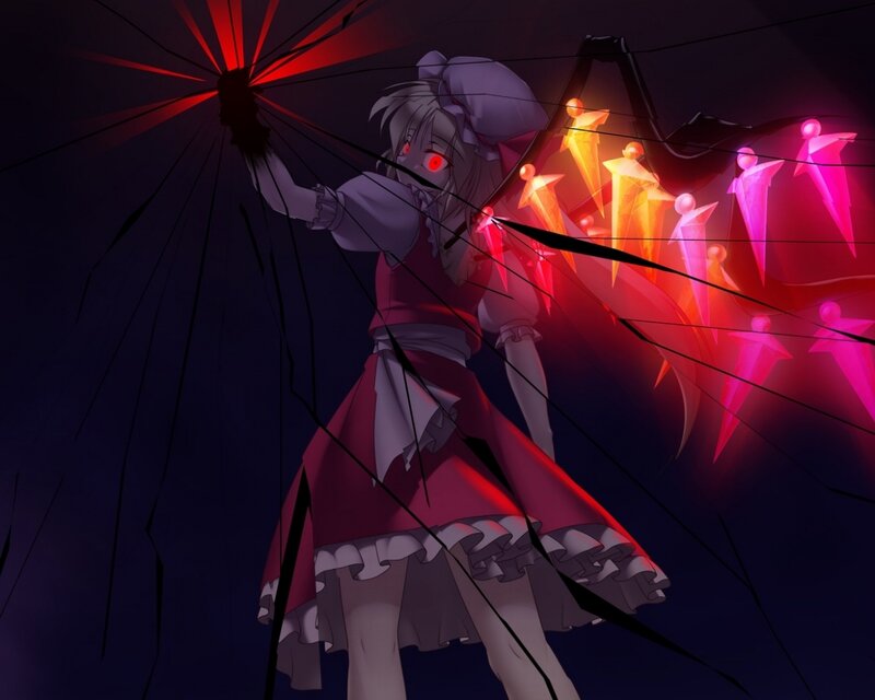 Anime Girl with Red Eyes — Black, Dramatic, Night, Digital Art, Red Lights