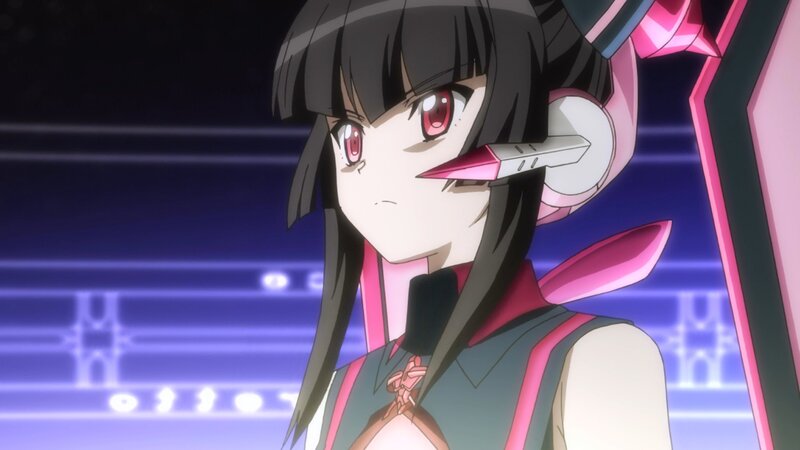 Anime Girl with Red Eyes — Black, Dramatic, Night, Headset