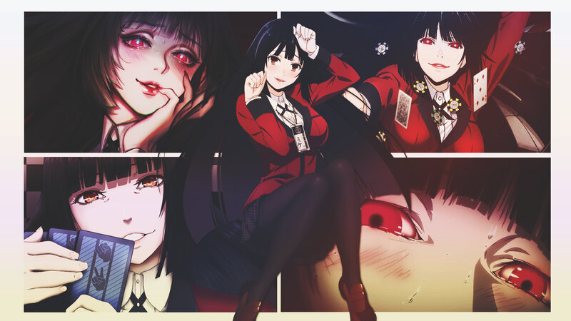 Anime Girl with Red Eyes — Black, Dramatic, Night, Manga, Cards