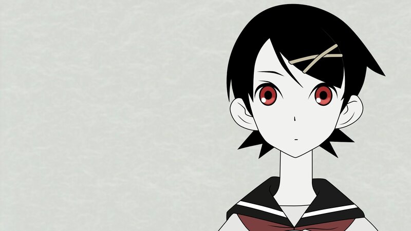 Anime Girl with Red Eyes — Black, Neutral