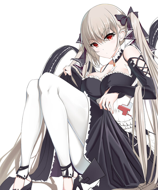 Anime Girl with Red Eyes — Black, Seductive