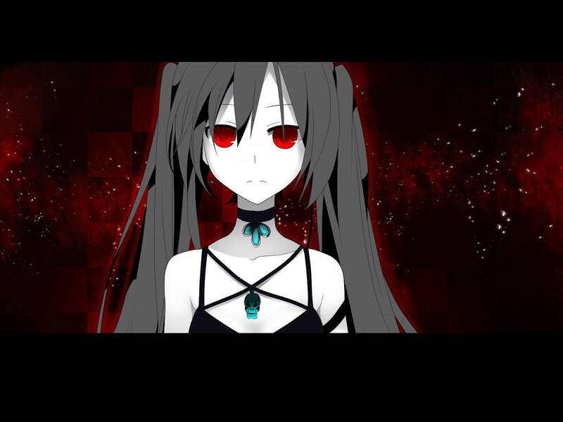 Anime Girl with Red Eyes — Black