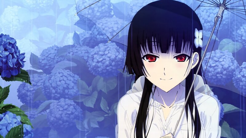Anime Girl with Red Eyes — Blue, Calm