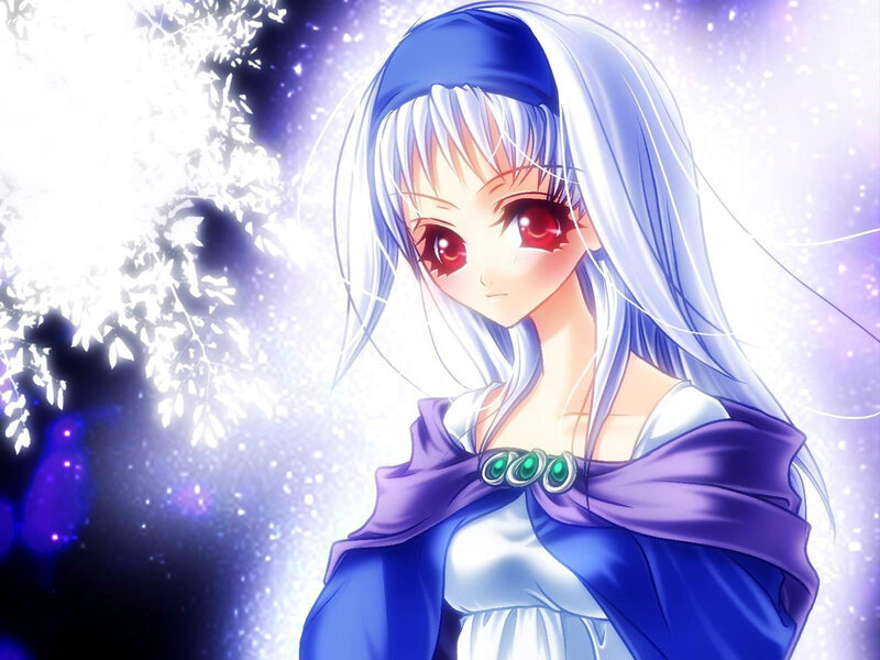 Anime Girl with Red Eyes — Blue