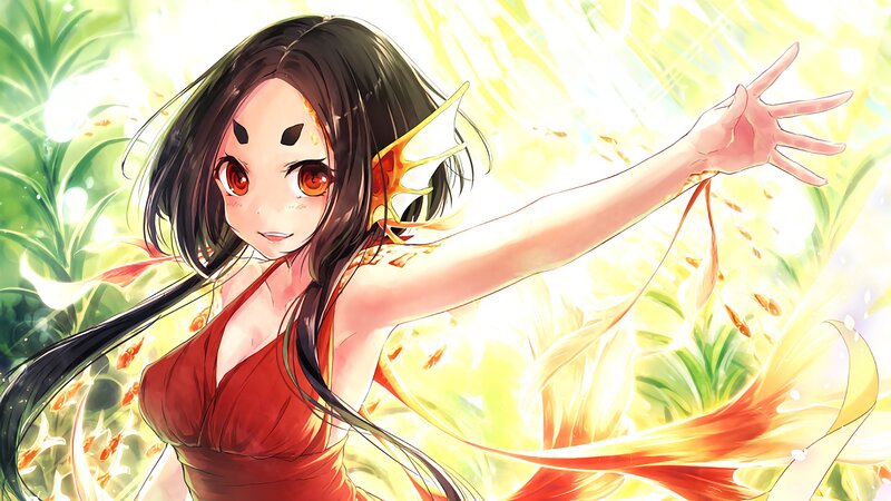 Anime Girl with Red Eyes — Bright