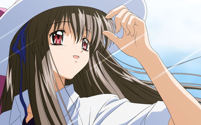 Anime Girl with Red Eyes — Brown, Calm, Afternoon