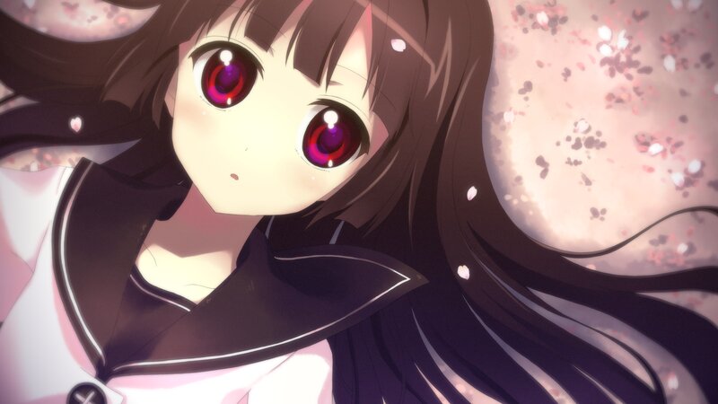 Anime Girl with Red Eyes — Brown, Serene, Spring